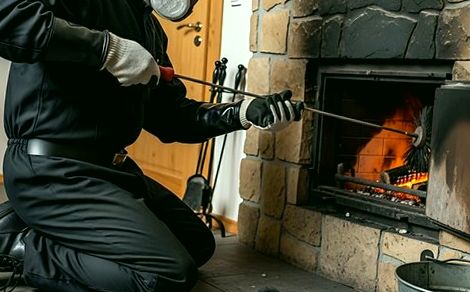 Rod line prepped at the hearth before lining