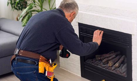 Insert fitted square beneath its mantel