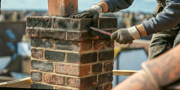 Parapet courses rinsed of soot